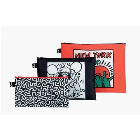 LOQI - Keith Haring NY Collection Zip Pocket Set 3pce 1 LOQI - Keith Haring NY Collection Zip Pocket Set 3pce