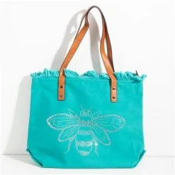 Sassy Duck - Bee-Cause Washed Canvas Tote Turquoise