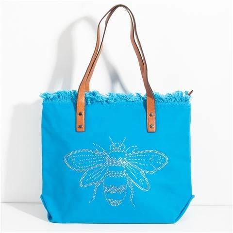 Sassy Duck - Bee-Cause Washed Canvas Tote Sapphire 1 Sassy Duck - Bee-Cause Washed Canvas Tote Sapphire