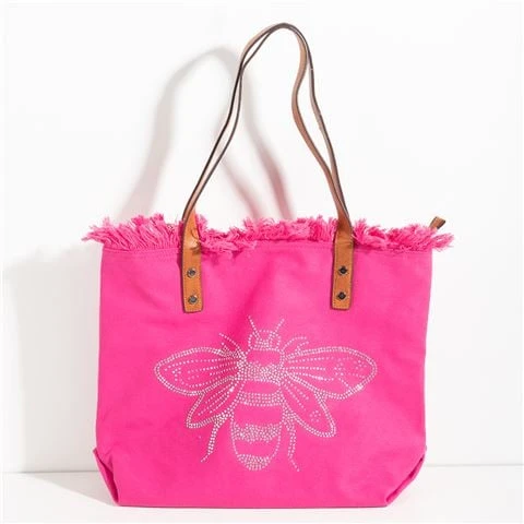 Sassy Duck - Bee-Cause Washed Canvas Tote Fuchsia 1 Sassy Duck - Bee-Cause Washed Canvas Tote Fuchsia