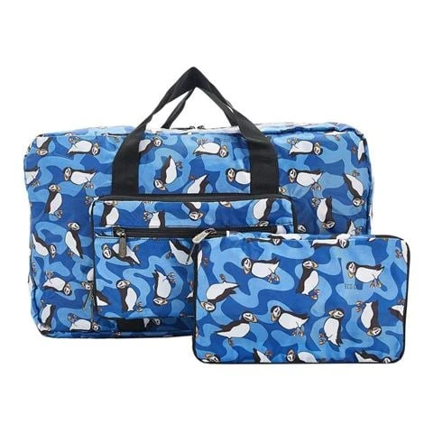 Eco-Chic - Lightweight Foldable Bag Puffin Holdall Blue 1 Eco-Chic - Lightweight Foldable Bag Puffin Holdall Blue