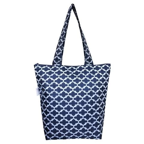 Sachi - Insulated Folding Market Tote Bag Moroccan Navy 1 Sachi - Insulated Folding Market Tote Bag Moroccan Navy