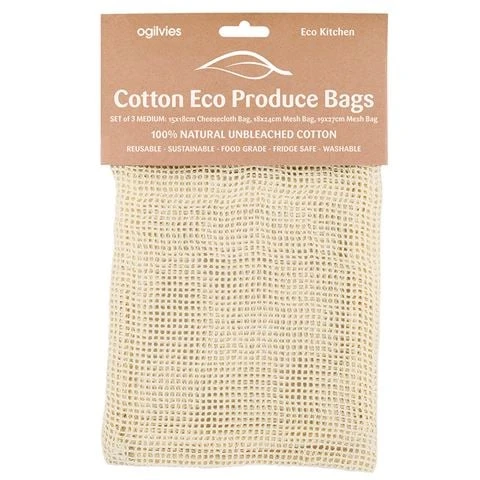 Ogilvies Designs - Cotton Eco Produce Bags Set Medium 1 Ogilvies Designs - Cotton Eco Produce Bags Set Medium