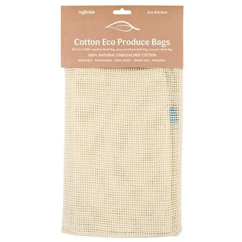 Ogilvies Designs - Cotton Eco Produce Bags Set Large 1 Ogilvies Designs - Cotton Eco Produce Bags Set Large