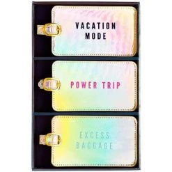 Book - Luggage Tag Iridescent Power Trip Set Of 3pce