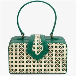 Mehry Mu - Fey In The 50s Bag Leather & Rattan Emerald Green