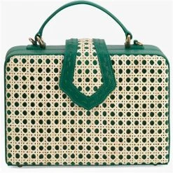 Mehry Mu - Fey Box Leather & Rattan Bag Emerald Green