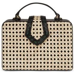 Mehry Mu - Fey Box Leather & Rattan Bag Black