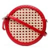 Mehry Mu - Tambourine Crossbody Leather & Rattan Bag Red