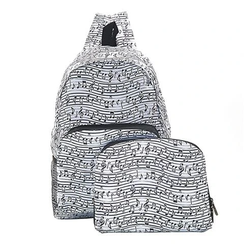 Eco-Chic - Foldable Backpack Music White 1 Eco-Chic - Foldable Backpack Music White
