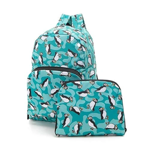 Eco-Chic - Foldable Backpack Puffin Teal 1 Eco-Chic - Foldable Backpack Puffin Teal