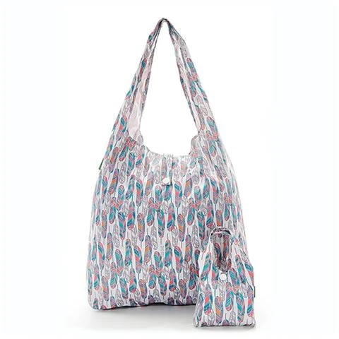 Eco-Chic - Foldaway Shopper Feathers White 1 Eco-Chic - Foldaway Shopper Feathers White
