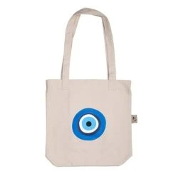 Mondano - Greek Mati Fabric Tote Bag Natural