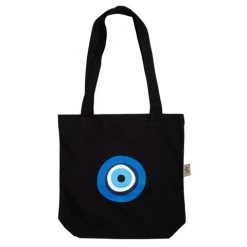 Mondano - Greek Mati Fabric Tote Bag Black