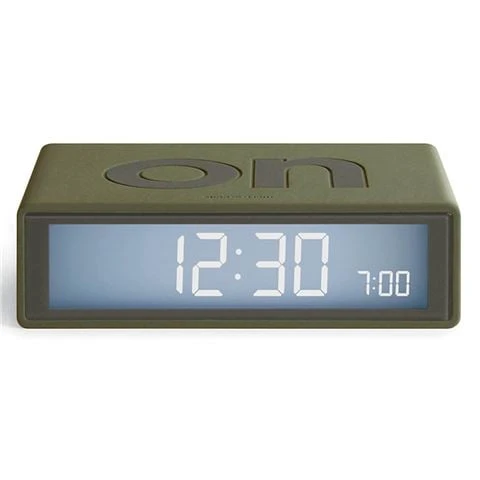 Lexon - Flip Travel Reversible LCD Alarm Clock Khaki 1 Lexon - Flip Travel Reversible LCD Alarm Clock Khaki