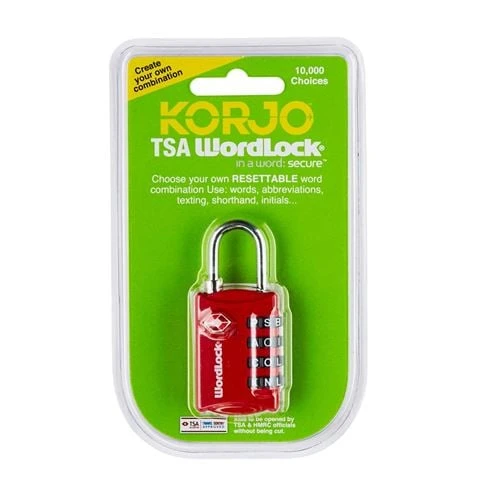 Korjo - Wordlock TSA Combination Lock Red 1 Korjo - Wordlock TSA Combination Lock Red